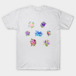 Watercolor flowers purple set T-Shirt